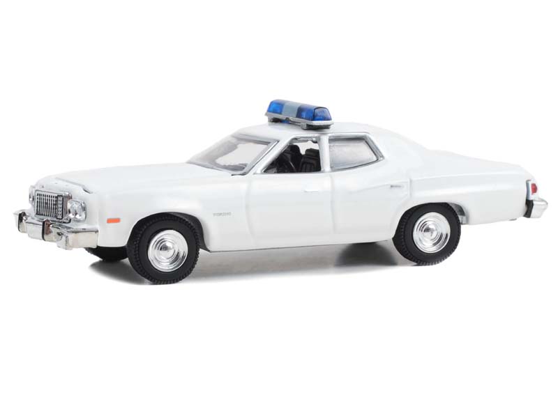 PRE-ORDER 1974-76 Ford Gran Torino Sedan White w/ Lights - Hot Pursuit (Hobby Exclusive) Diecast 1:64 Scale Model - Greenlight 43012