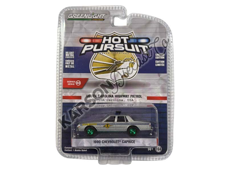 CHASE 1990 Chevrolet Caprice - South Carolina Highway Patrol (Hot Pursuit Series 44) Diecast 1:64 Scale Model - Greenlight 43020B