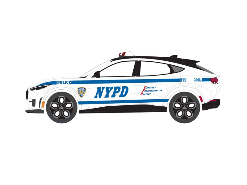 2022 Ford Mustang Mach-E GT - New York City Police Dept NYPD (Hot Pursuit Series 45) Diecast 1:64 Scale Model - Greenlight 43030F