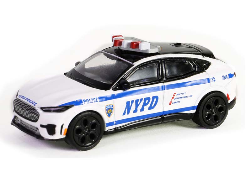 CHASE 2022 Ford Mustang Mach-E GT - New York City Police Dept NYPD (Hot Pursuit Series 45) Diecast 1:64 Scale Model - Greenlight 43030F