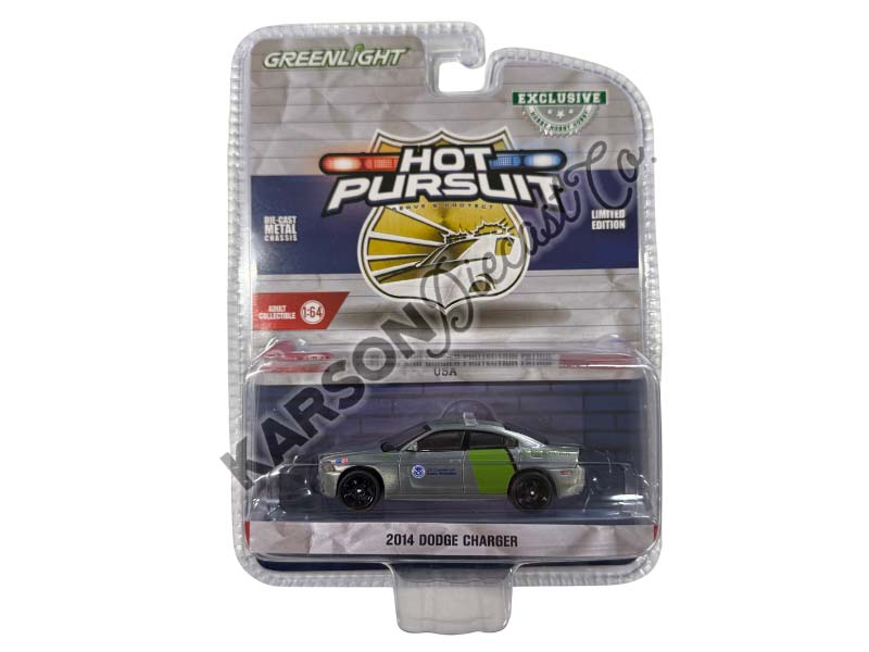 RAW CHASE 2014 Dodge Charger (Hot Pursuit Special Edition - U.S. Customs and Border Patrol) Diecast 1:64 Scale Model - Greenlight 43035D