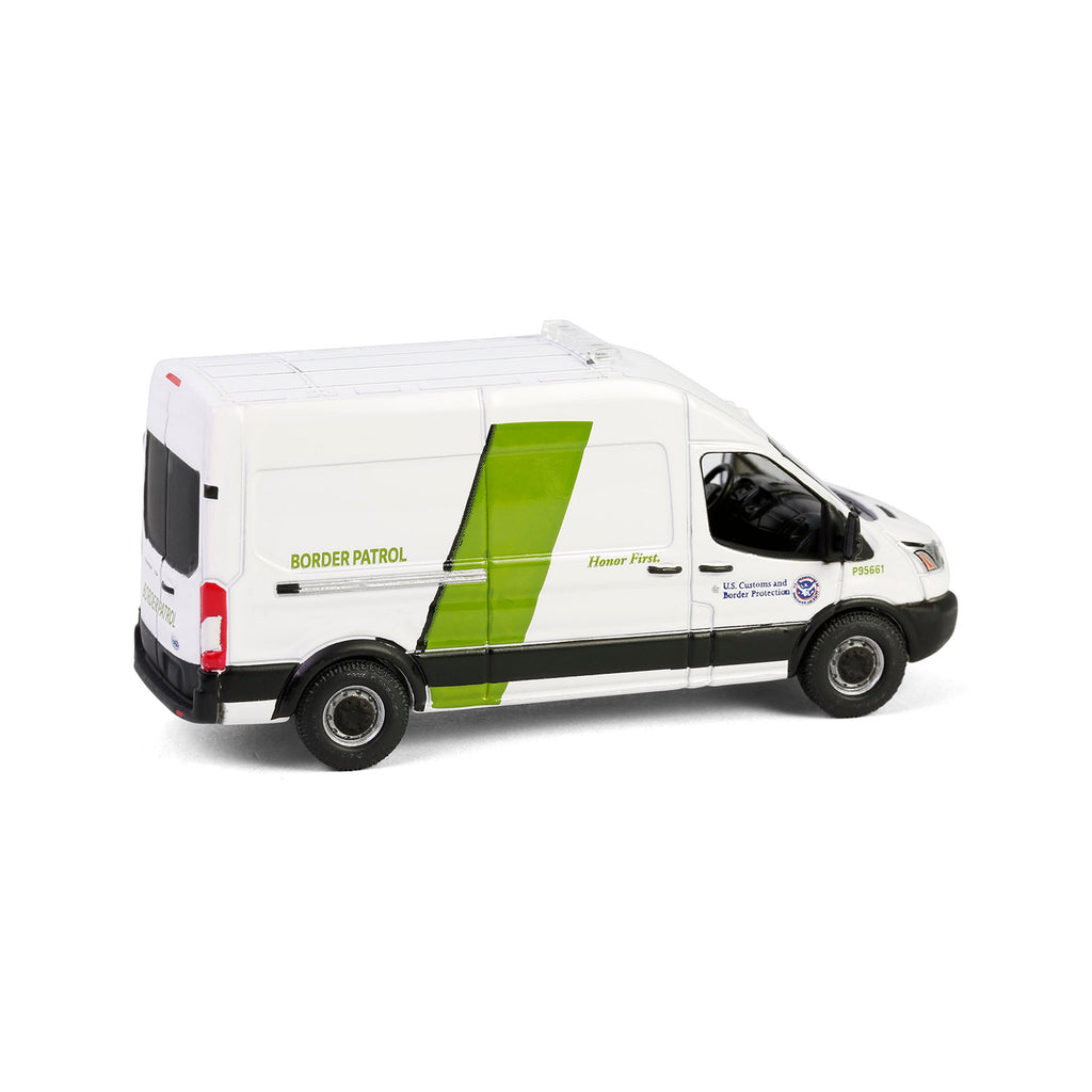 CHROME GREEN CHASE 2020 Ford Transit LWB High Roof (Hot Pursuit Special Edition - U.S. Customs and Border Patrol) Diecast 1:64 Scale Model - Greenlight 43035E