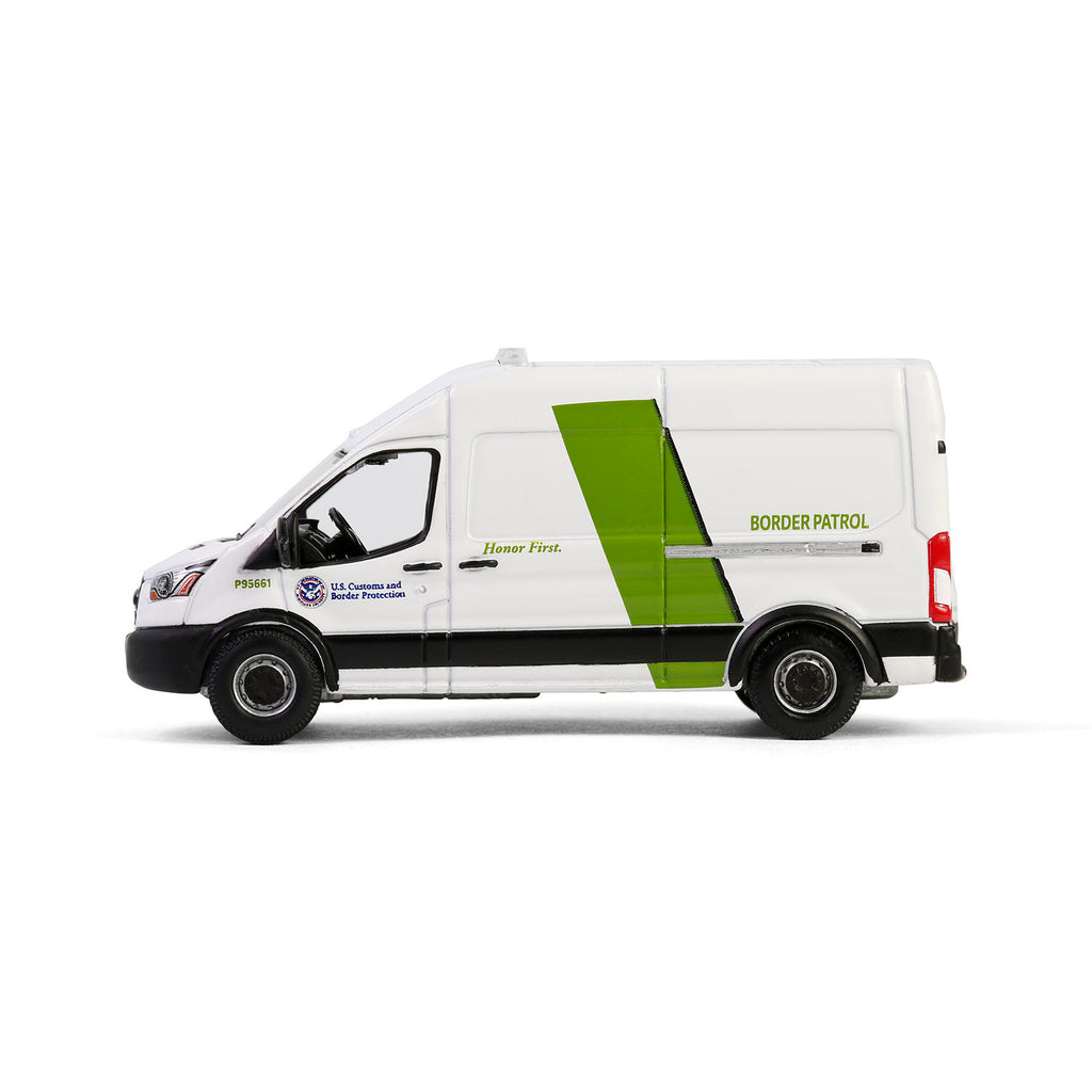 CHROME GREEN CHASE 2020 Ford Transit LWB High Roof (Hot Pursuit Special Edition - U.S. Customs and Border Patrol) Diecast 1:64 Scale Model - Greenlight 43035E