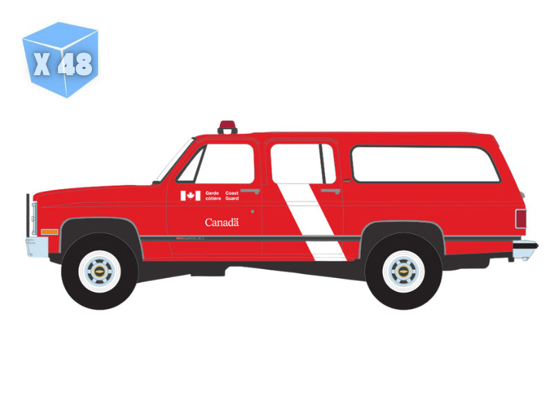 PRE-ORDER - 48 PACK 1991 GMC Suburban - Canada Coast Guard (Hot Pursuit - Canada Special Edition) Diecast 1:64 Scale Model - Greenlight 43065F