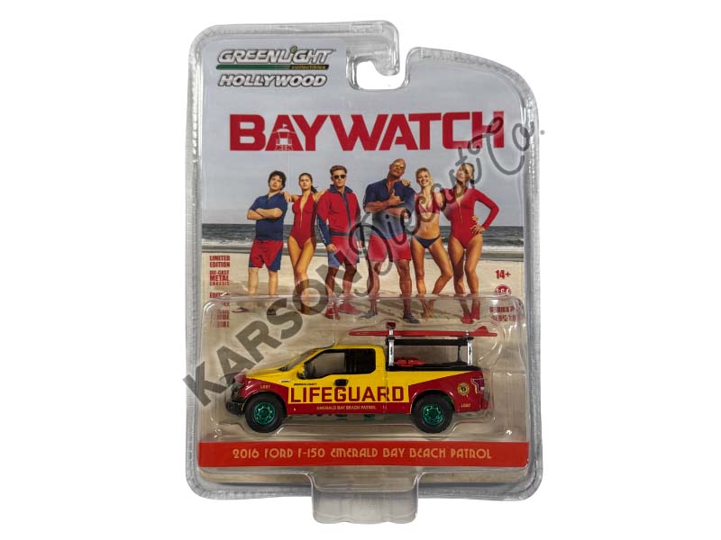 CHASE 2016 Ford F-150 Emerald Bay Beach Patrol - Baywatch (Hollywood Series 16) Diecast 1:64 Scale Model - Greenlight 44760F