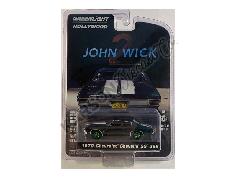 CHASE 1970 Chevrolet Chevelle SS 396 - John Wick: Chapter 2 (Hollywood) Series 18 Diecast 1:64 Model Car - Greenlight 44780F