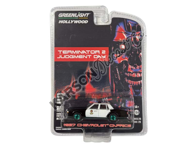 CHASE 1987 Chevrolet Caprice Metropolitan Police - Terminator 2: Judgment Day (Hollywood Series 29) Diecast 1:64 Scale Model - Greenlight 44890F
