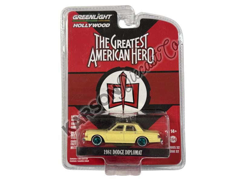CHASE 1981 Dodge Diplomat - The Greatest American Hero (Hollywood Series 32) Diecast 1:64 Scale Model - Greenlight 44920A
