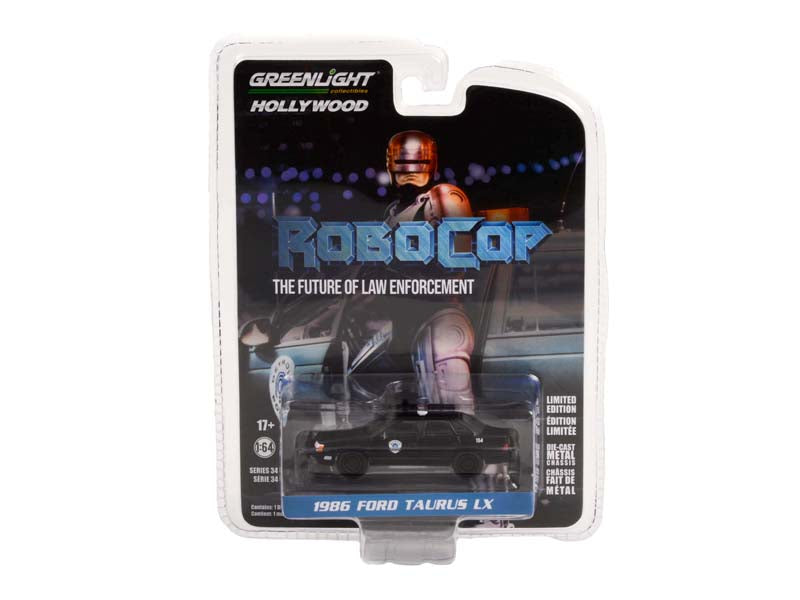 CHASE 1986 Ford Taurus LX Detroit Metro West Police - RoboCop (Hollywood) Series 34 Diecast 1:64 Scale Model - Greenlight 44940D