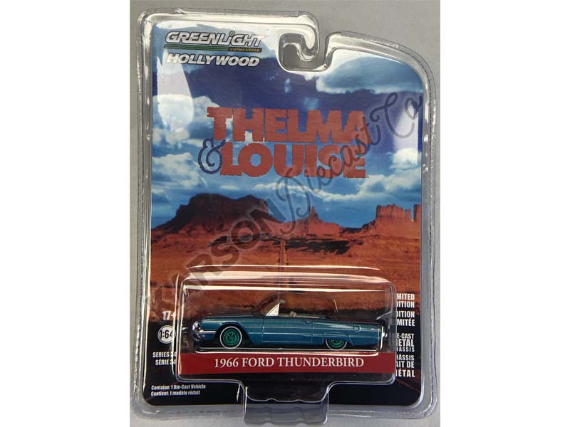 CHASE 1966 Ford Thunderbird Convertible - Thelma & Louise (Hollywood) Series 34 Diecast 1:64 Scale Model - Greenlight 44940E