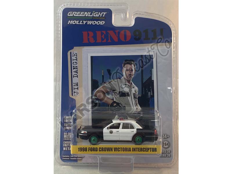 CHASE 1998 Ford Crown Victoria Police Interceptor - Reno Sheriff's Department (Hollywood) Series 38 Diecast 1:64 Scale Model - Greenlight 44980B