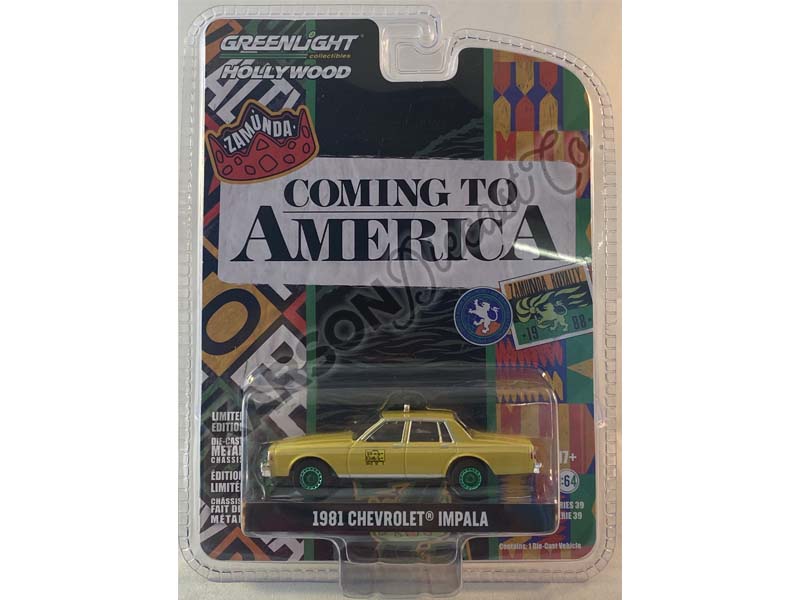 CHASE 1981 Chevrolet Impala Taxi - Coming to America (Hollywood Series 39) Diecast 1:64 Scale Model - Greenlight 44990C