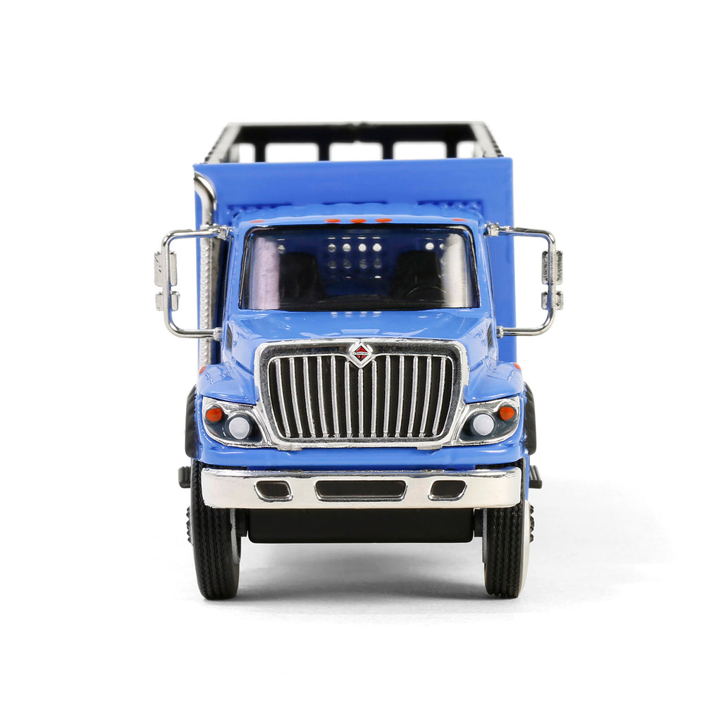 CHROME CHASE 2018 International WorkStar Platform Stake - Blue (S.D. Trucks Series 19) Diecast 1:64 Scale Model - Greenlight 45190B