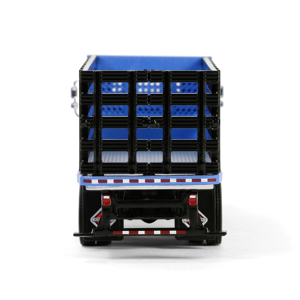 CHROME CHASE 2018 International WorkStar Platform Stake - Blue (S.D. Trucks Series 19) Diecast 1:64 Scale Model - Greenlight 45190B