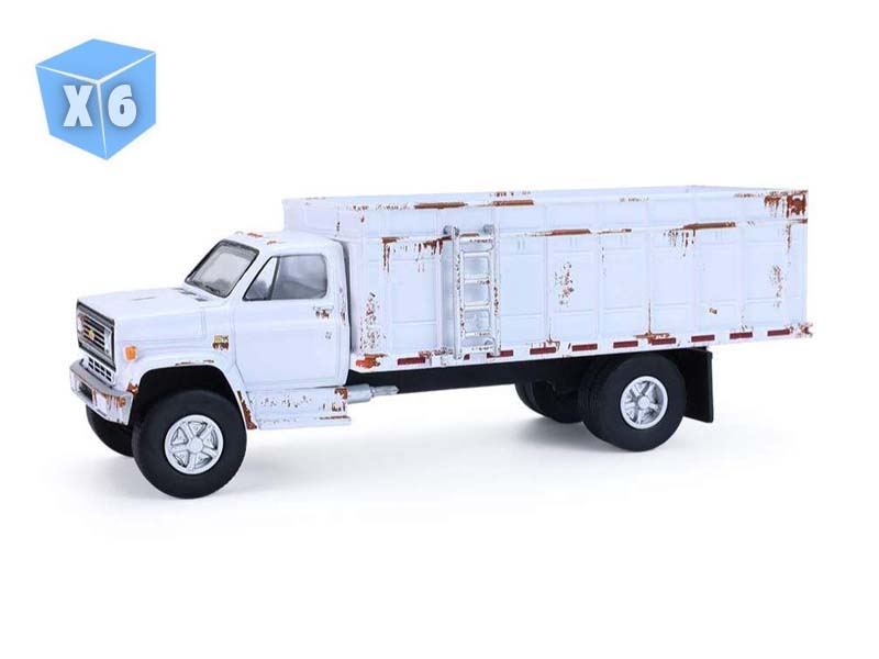 6 PACK 1980 Chevrolet C-70 Grain Truck – White Weathered (S.D. Trucks Series 20) Diecast 1:64 Scale Model - Greenlight 45200A