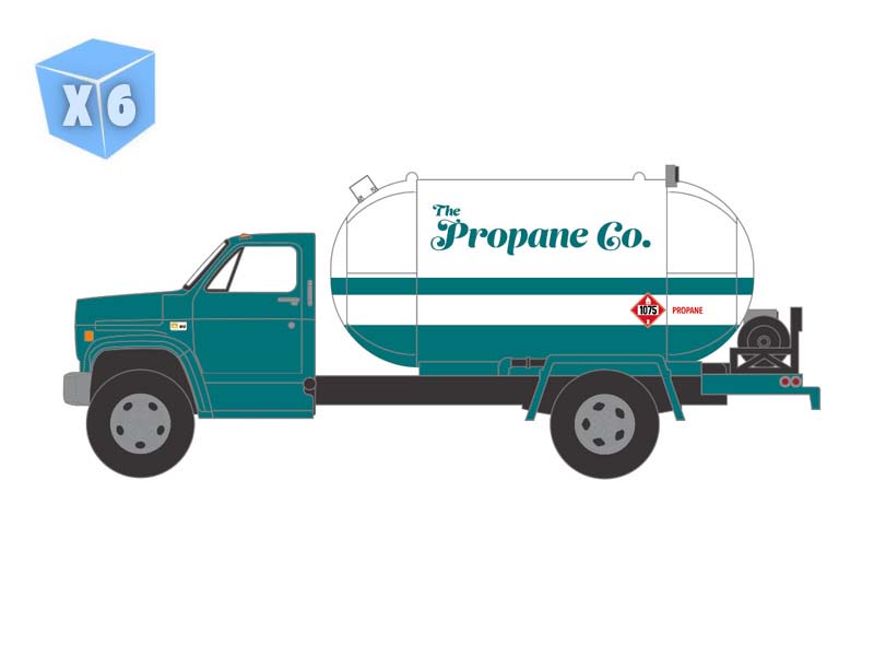6 PACK 1982 Chevrolet C-60 Propane Truck – White & Green Metallic (S.D. Trucks Series 20) Diecast 1:64 Scale Model - Greenlight 45200B