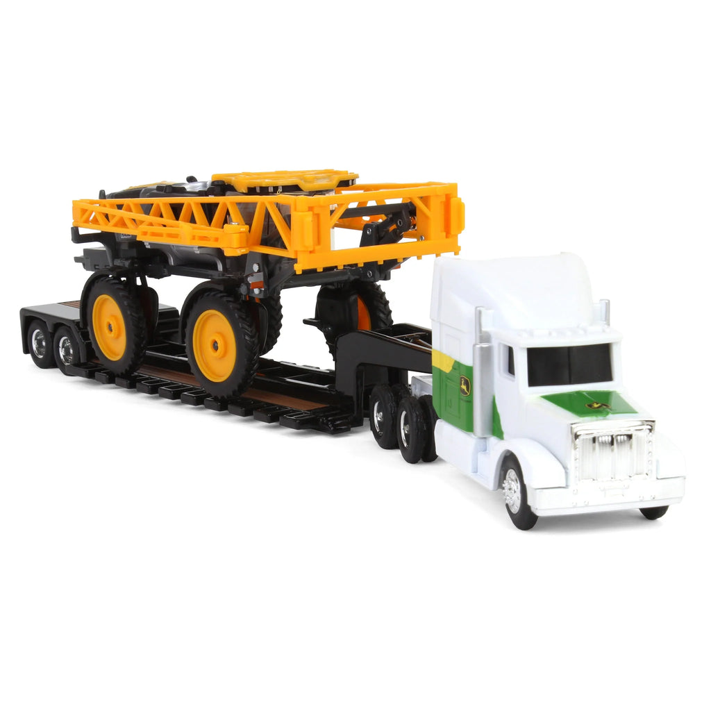 John Deere Semi w/ Lowboy Trailer & Hagie STS12 Sprayer Diecast 1:64 Scale Models - ERTL 45928