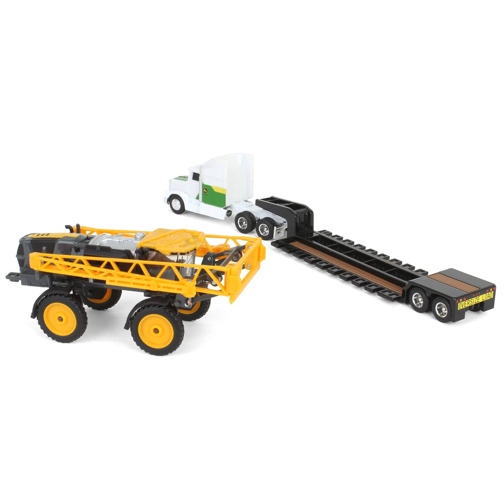 John Deere Semi w/ Lowboy Trailer & Hagie STS12 Sprayer Diecast 1:64 Scale Models - ERTL 45928