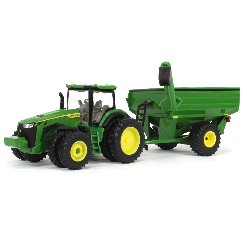 John Deere Harvesting Set w/ 8R 370 Tractor, Grain Cart, X9 1100 Combine & Grain Semi Diecast 1:64 Scale Models - ERTL 45955
