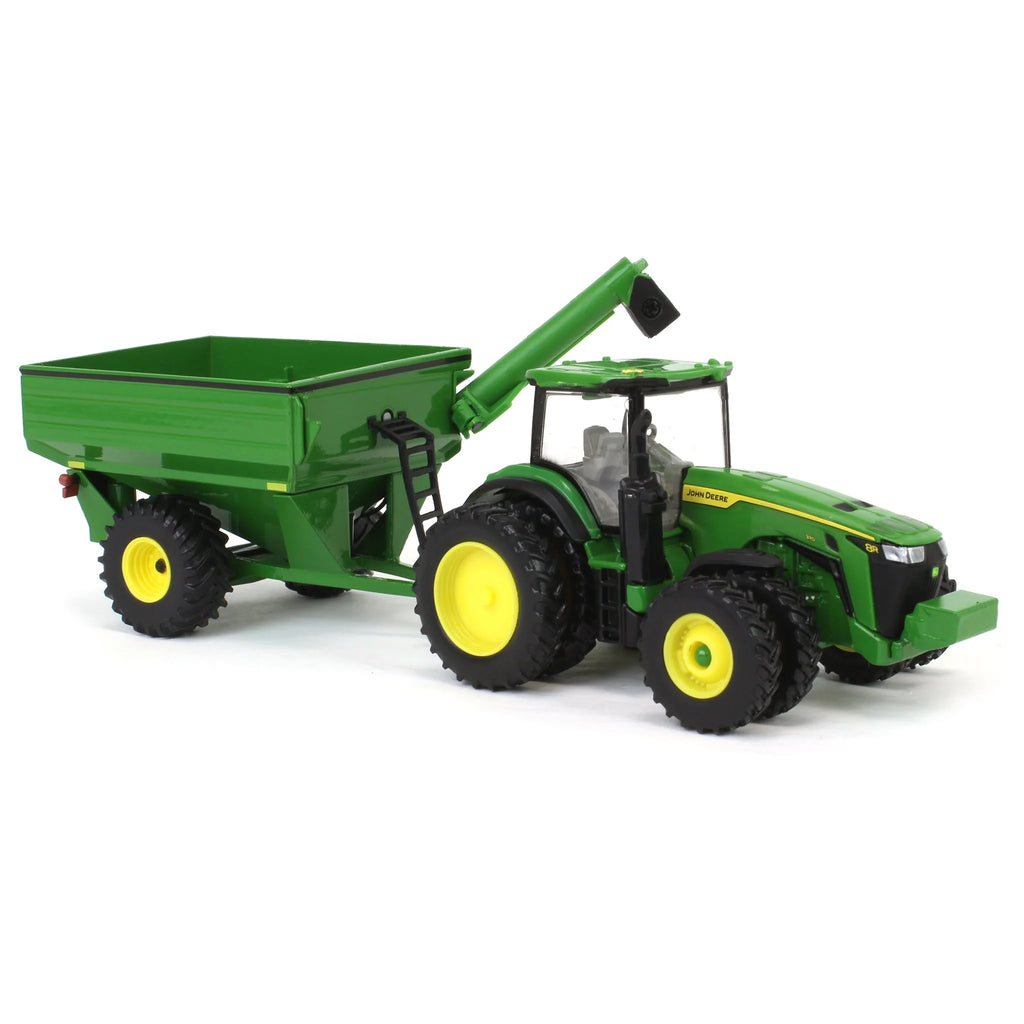 John Deere Harvesting Set w/ 8R 370 Tractor, Grain Cart, X9 1100 Combine & Grain Semi Diecast 1:64 Scale Models - ERTL 45955