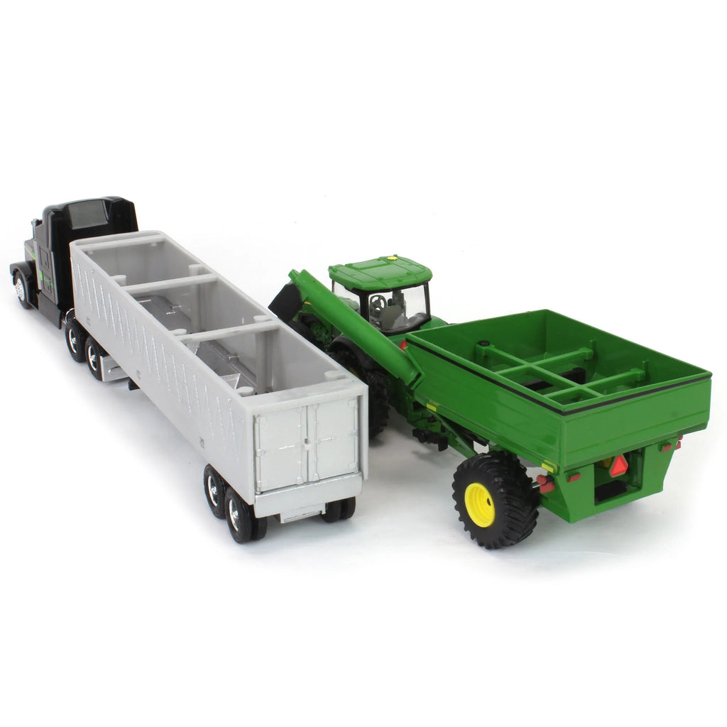 John Deere Harvesting Set w/ 8R 370 Tractor, Grain Cart, X9 1100 Combine & Grain Semi Diecast 1:64 Scale Models - ERTL 45955