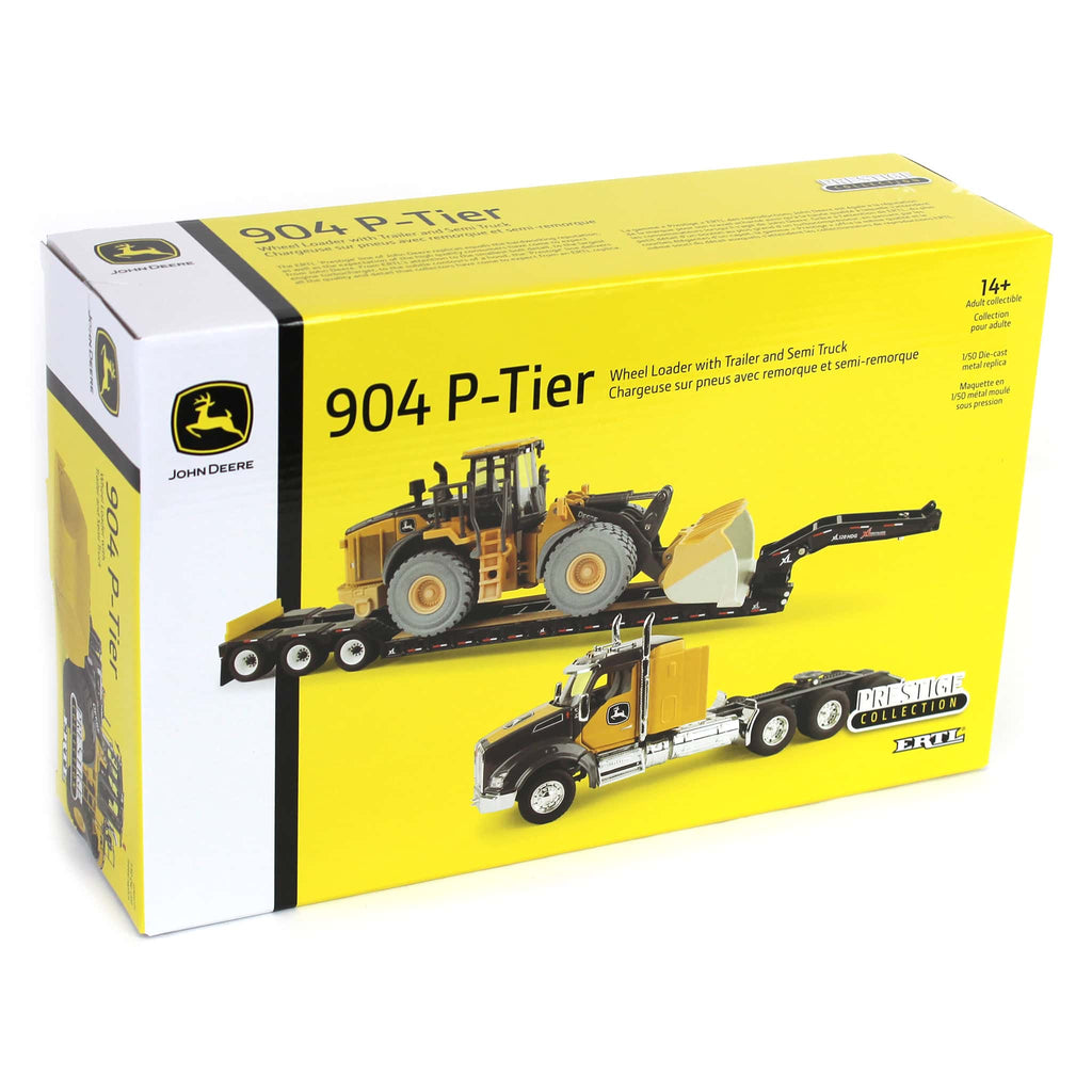 John Deere 904 P-Tier Wheel Loader w/ Kenworth T880 Semi & Trailer (Prestige Collection) Diecast 1:50 Scale Model - ERTL 45969