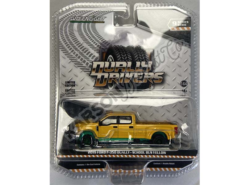 CHASE 2019 Ford F-350 Dually - School Bus Yellow (Dually Drivers) Series 9 Diecast 1:64 Scale Model - Greenlight 46090D