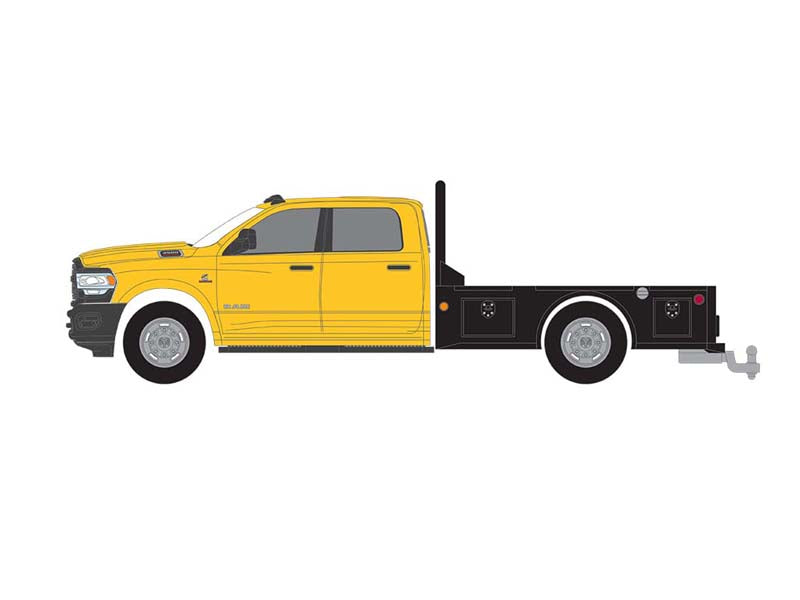 CHASE 2020 Ram 3500 Tradesman Flatbed - Construction Yellow (Dually Drivers) Series 10 Diecast 1:64 Scale Model - Greenlight 46100F