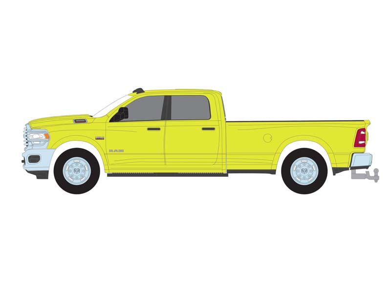 CHASE 2019 Ram 3500 Big Horn - National Safety Yellow (Dually Drivers Series 11) Diecast 1:64 Scale Model - Greenlight 46110E