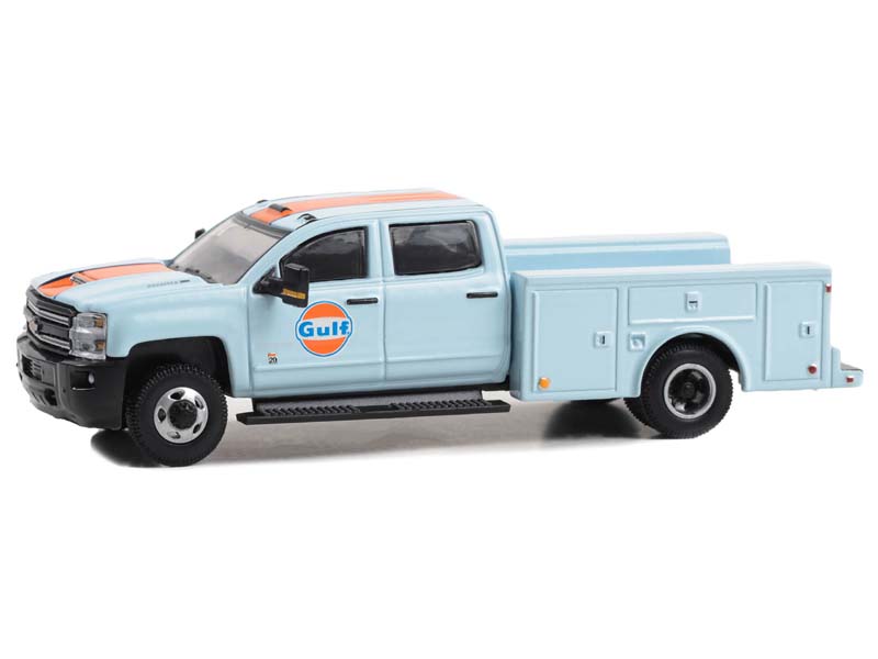 2018 Chevrolet 3500HD Dually Service Truck - Gulf Oil (Dually Drivers) Series 13 Diecast 1:64 Scale Model - Greenlight 46130C