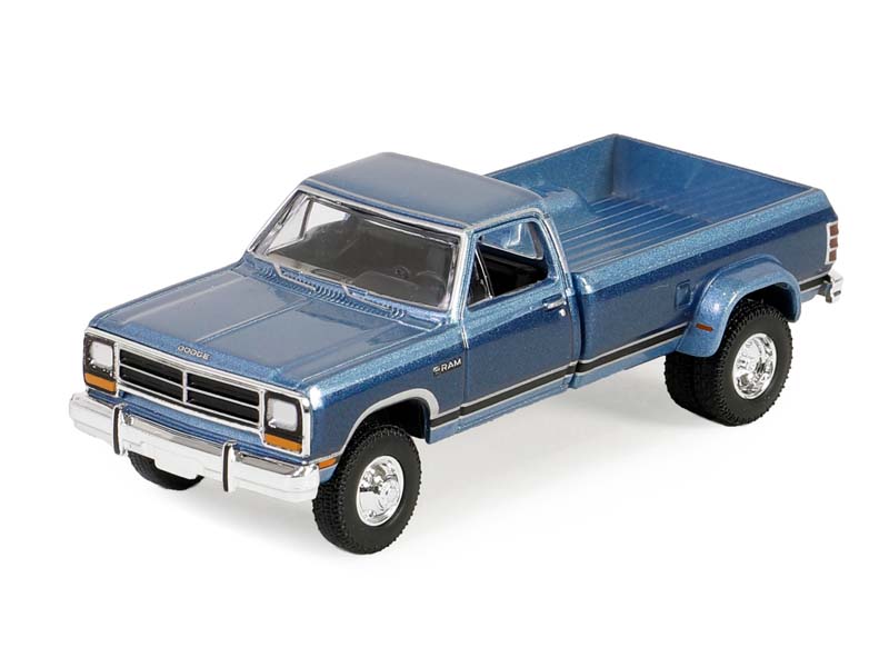 PRE-ORDER 1989 Dodge Ram D-350 Dually – Twilight Blue Metallic and Ice Blue (Dually Drivers Series 14) Diecast 1:64 Scale Model - Greenlight 46140B