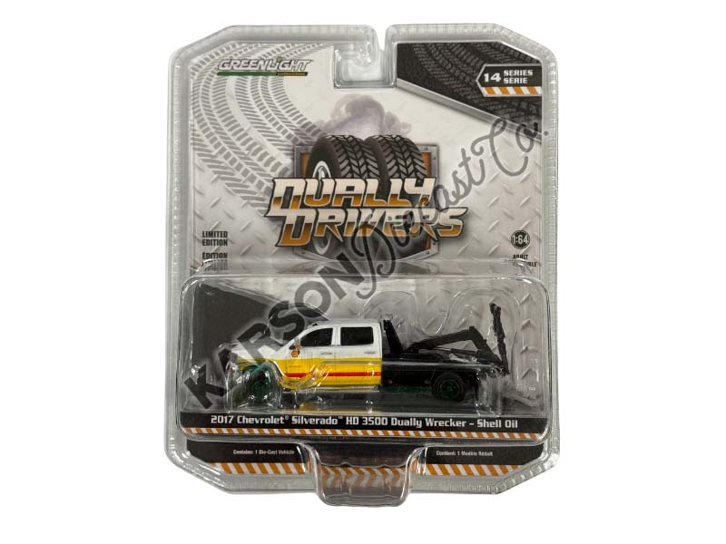 CHASE 2017 Chevrolet Silverado HD 3500 Dually Wrecker – Shell Oil (Dually Drivers Series 14) Diecast 1:64 Scale Model - Greenlight 46140C