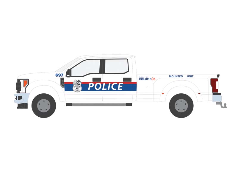PRE-ORDER 2019 Ford F-350 XL Dually - Columbus Division of Police Mounted Unit (Dually Drivers Series 15) Diecast 1:64 Scale Model - Greenlight 46150E