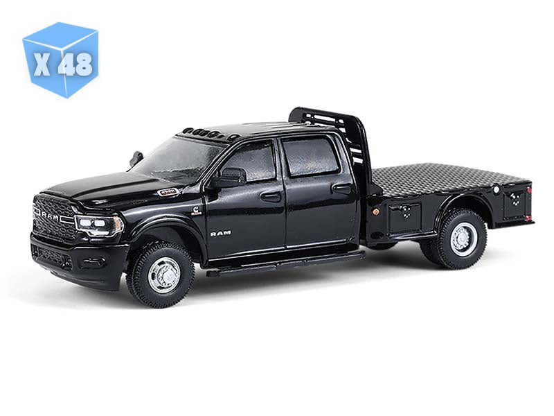 48 PACK 2023 Ram 3500 Dually Flatbed - Black (Dually Drivers Series 16) Diecast 1:64 Scale Model - Greenlight 46160F