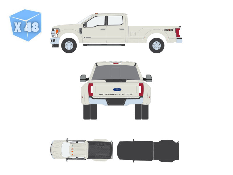 PRE-ORDER - 48 PACK 2018 Ford F-350 – White Gold (Dually Drivers Series 17) Diecast 1:64 Scale Model - Greenlight 46170E
