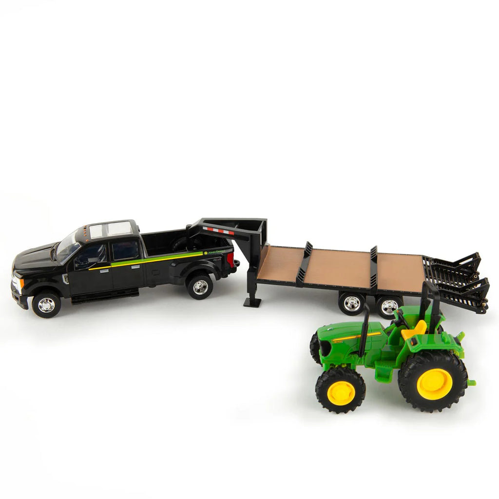 Ford F-350 Dually Pickup Truck w/ Gooseneck Trailer & John Deere 5075E Tractor 1:32 Scale Model - ERTL 46630