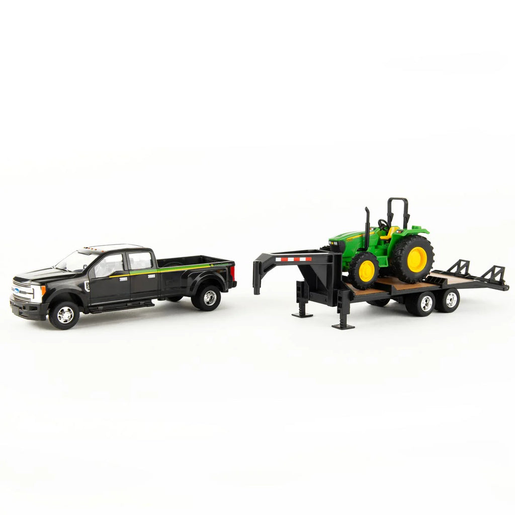 Ford F-350 Dually Pickup Truck w/ Gooseneck Trailer & John Deere 5075E Tractor 1:32 Scale Model - ERTL 46630