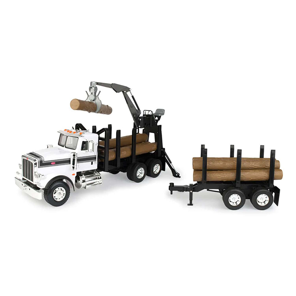 Peterbilt Model 367 Log Truck w/ Pup Trailer and Logs (Big Farm) 1:16 Scale Model - ERTL 46720