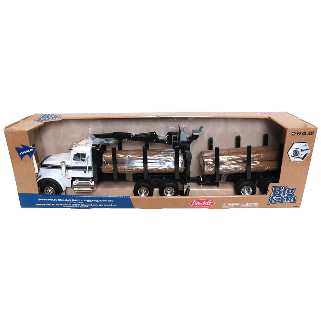 Peterbilt Model 367 Log Truck w/ Pup Trailer and Logs (Big Farm) 1:16 Scale Model - ERTL 46720