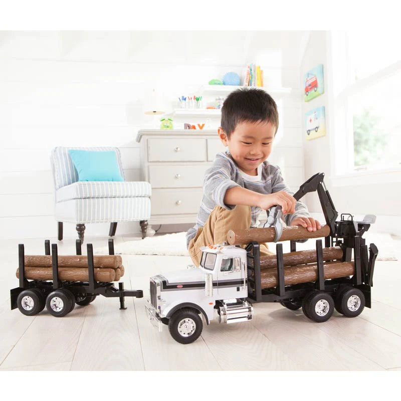 Peterbilt Model 367 Log Truck w/ Pup Trailer and Logs (Big Farm) 1:16 Scale Model - ERTL 46720