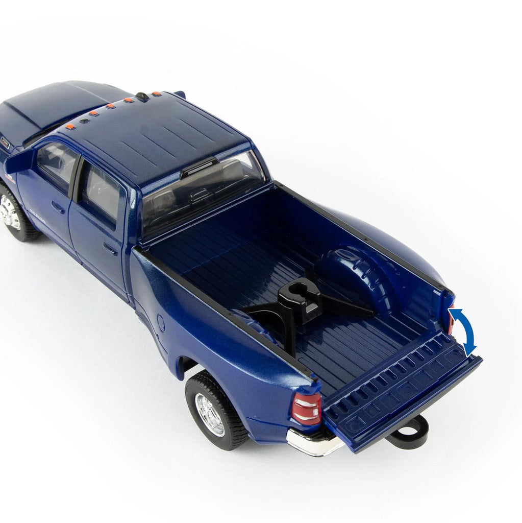 RAM 3500 Dually Quad Cab Pickup Truck w/ Lowboy Trailer & New Holland L230 Skid Steer 1:32 Scale Model - ERTL 47269