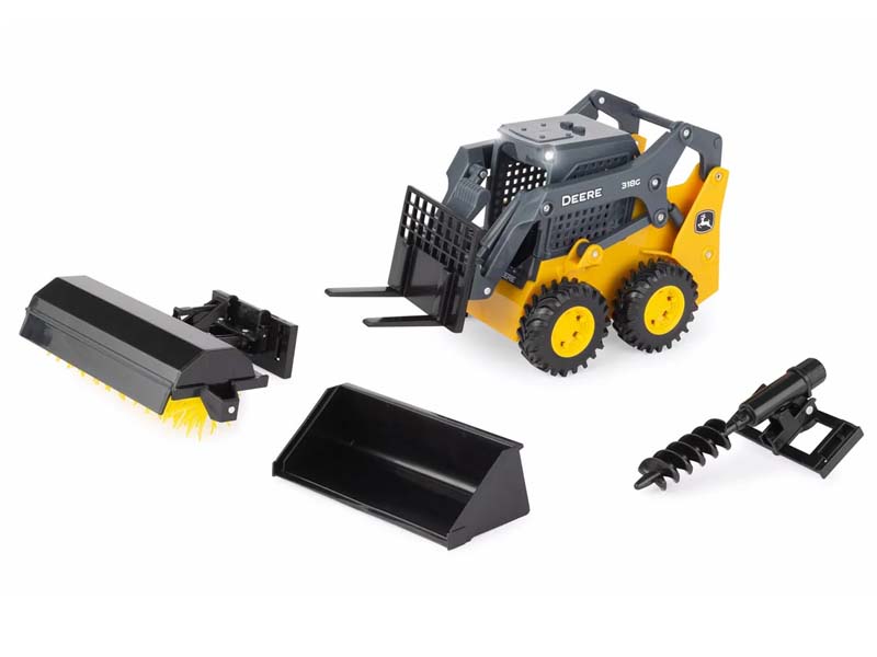 John Deere 318G Skid Steer Set w/ Attachments (Big Farm) 1:16 Scale Model - ERTL 47324