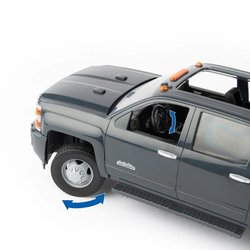 Chevy Dually Quad Cab w/ Gooseneck Trailer and John Deere Skid Steer (Big Farm) 1:16 Scale Model - ERTL 47347