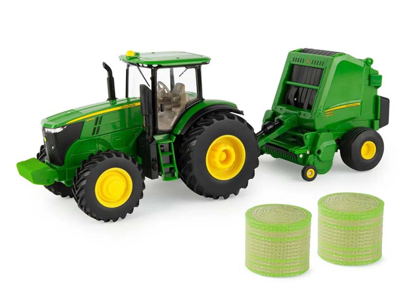 John Deere 7270R w/ 560R Round Baler Set 1:32 Scale Model - ERTL 47355