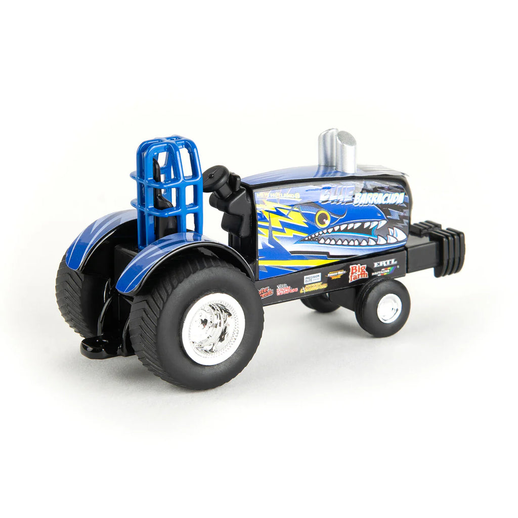 New Holland "Blue Barracuda" Pulling Tractor w/ Pickup Truck & Trailer Diecast 1:64 Scale Model - ERTL 47570