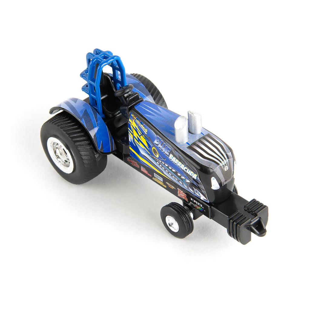 New Holland "Blue Barracuda" Pulling Tractor w/ Pickup Truck & Trailer Diecast 1:64 Scale Model - ERTL 47570