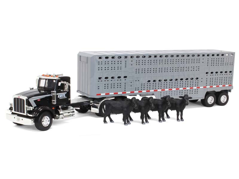 Peterbilt 367 Semi Truck w/ Livestock Trailer & 4 Cows (Big Farm) 1:16 Scale Model - ERTL 47600