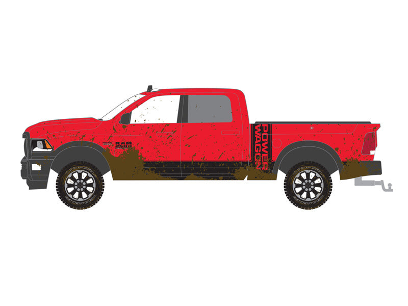 CHASE 2017 Ram 2500 Power Wagon - Red w/ Mud Spatter (Down on the Farm Series 8) Diecast 1:64 Scale Model - Greenlight 48080E