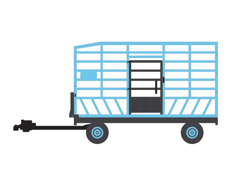 CHASE Bale Throw Wagon - Light Blue (Down on the Farm Series 10) Diecast 1:64 Scale Model - Greenlight 48100F