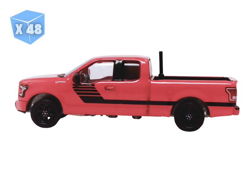 PRE-ORDER - 48 PACK 2015 Ford F-150 w/ Ladder Rack - Red (Down on the Farm Series 11) Diecast 1:64 Scale Model - Greenlight 48110E